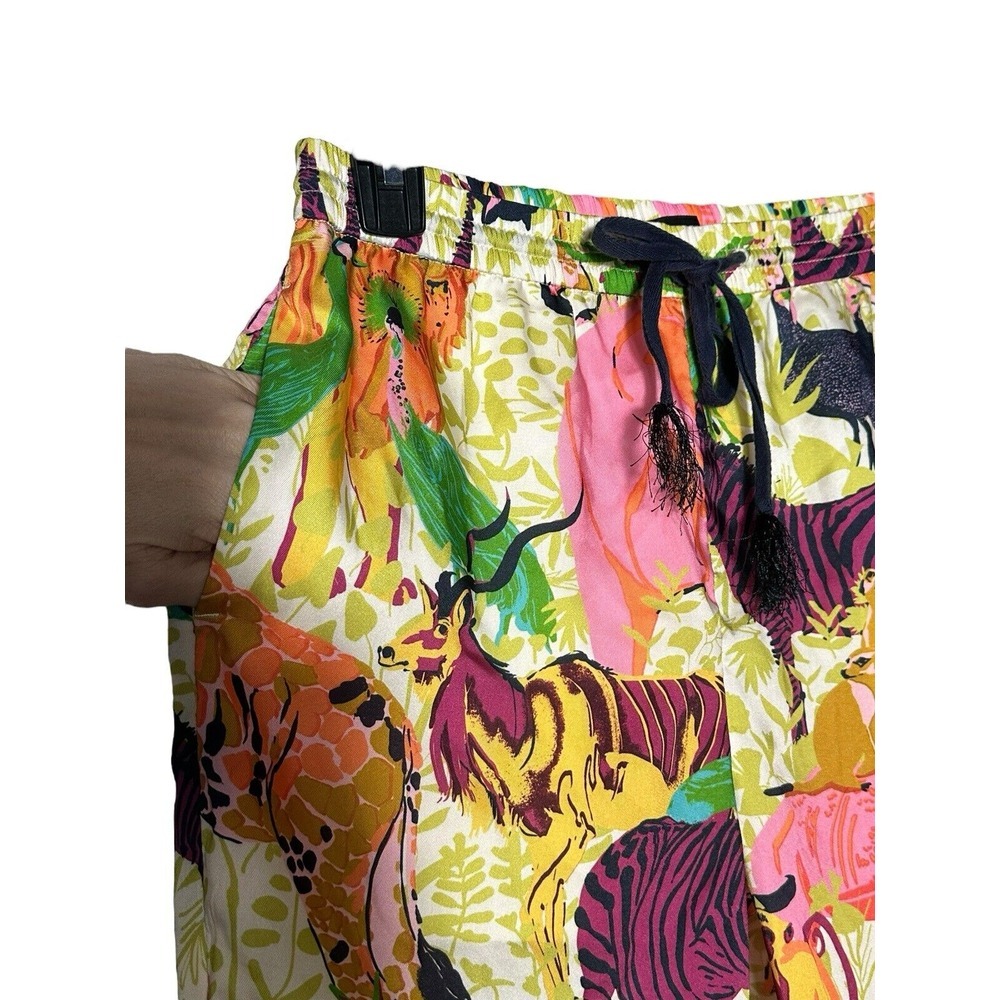 J Crew Pants Size 2 Drapey Wide Leg Ratti Safari Printed Soft Tropical‎ #QR6-5 - Picture 3 of 8